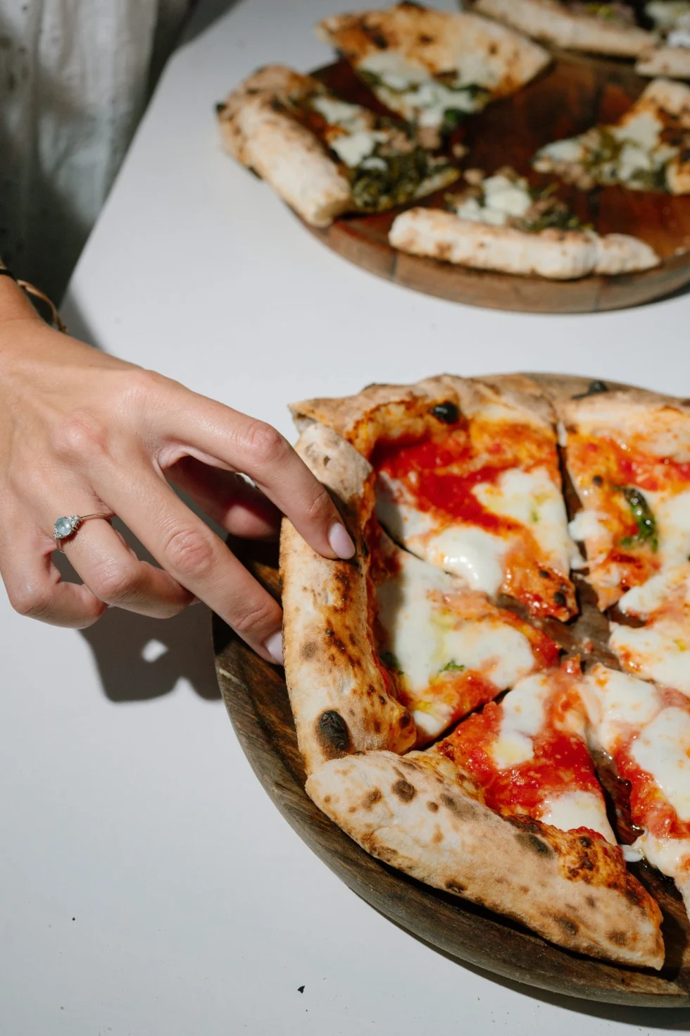 Freshly baked pizza served at the Castello di Celsa pizza party