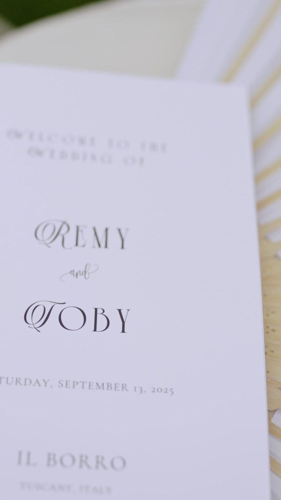 The wedding stationery for Remy and Toby at Il Borro