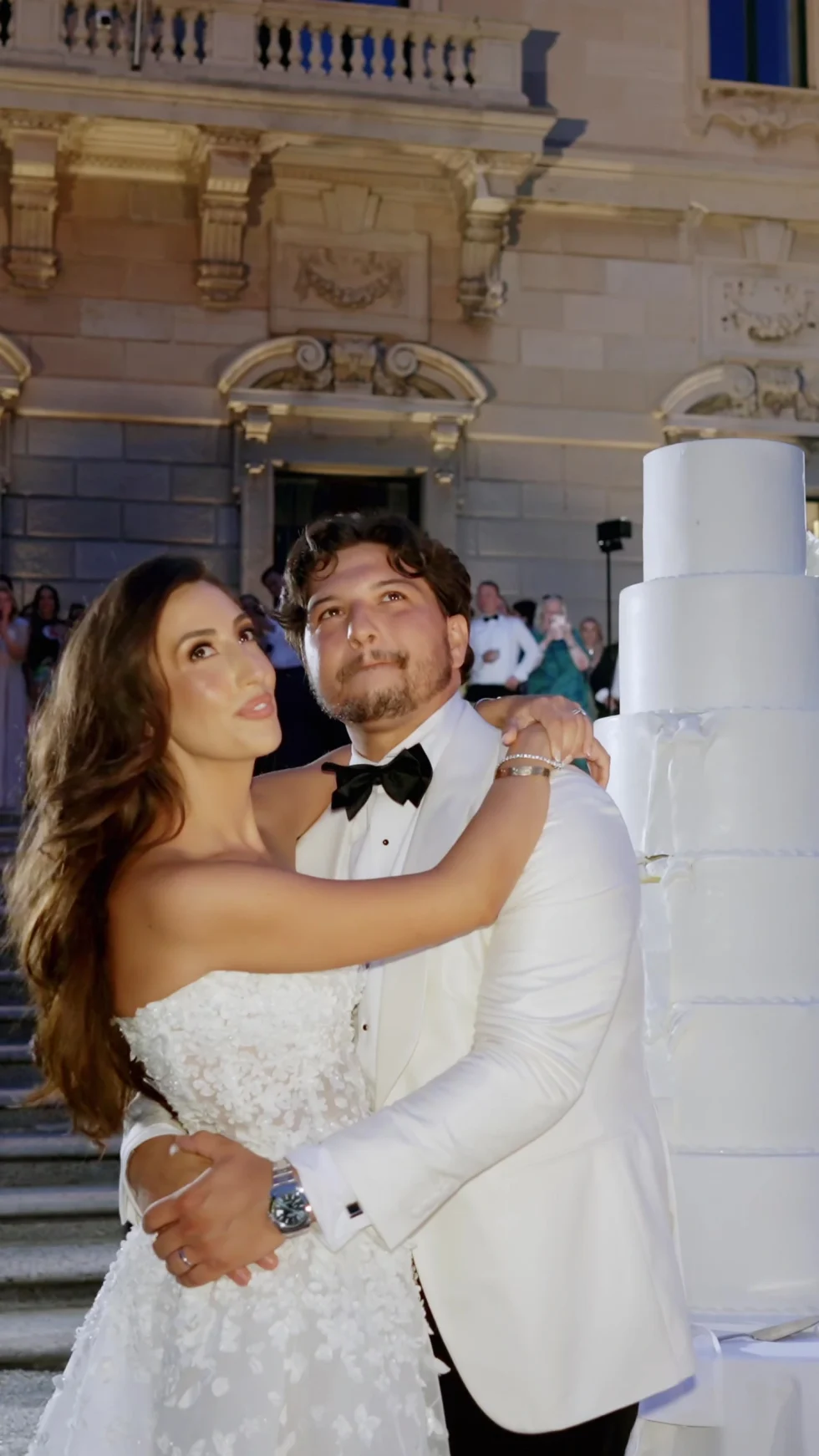 Renee and Tino dancing at their wedding party at Villa Erba