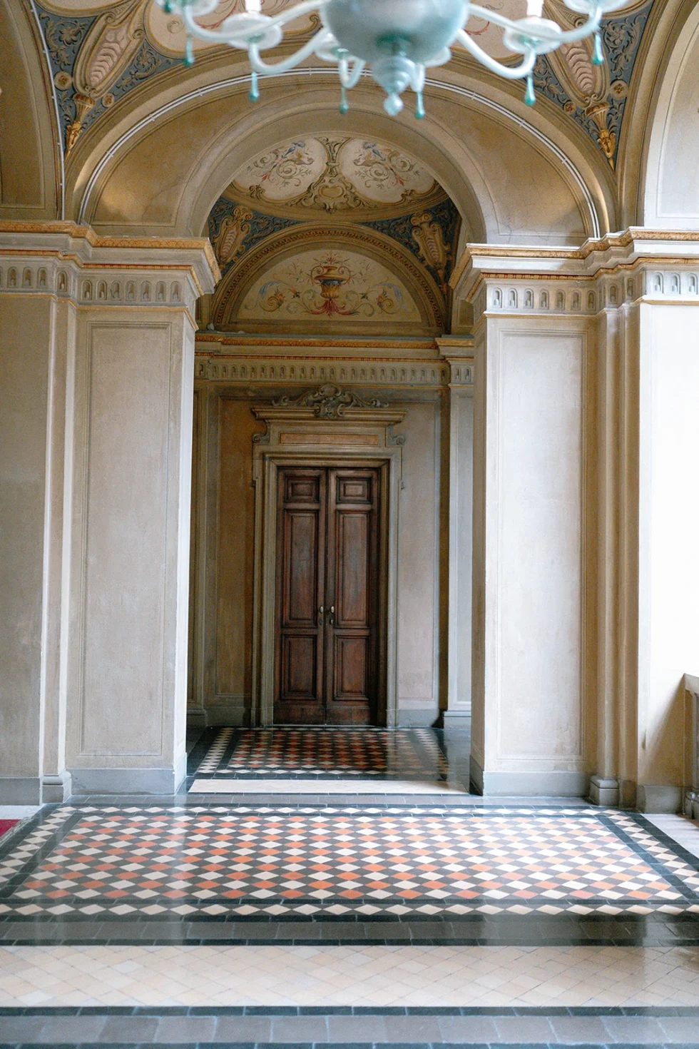 Marble hall and frescoed ceilings of Villa Erba in Cernobbio, Lake Como wedding venue