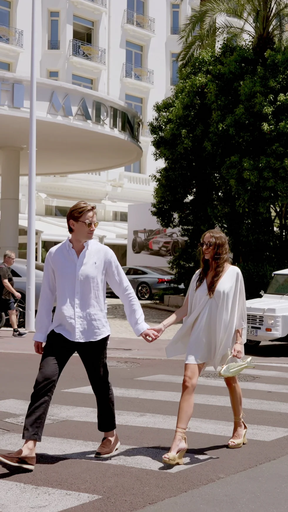 Maxim and Harriet crossing the Croisette in Cannes